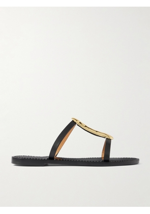 AMANU - The Sahara Gold-tone And Leather Sandals - Black - US4,US5,US6,US7,US8,US9,US10,US11,US12