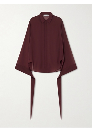 The Frankie Shop - Verlin Tie-detailed Chiffon Shirt - Burgundy - XXS,XS,S,M,L,XL