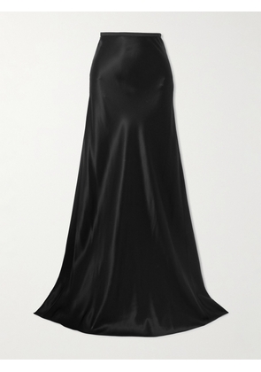 SAINT LAURENT - Silk-satin Maxi Skirt - Black - FR 34,FR 36