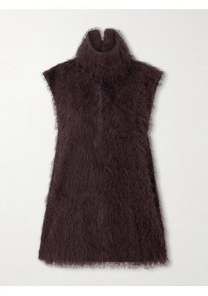 The Frankie Shop - Lancy Turtleneck Fringed Shell Mini Dress - Brown - XXS,XS,S,M,L,XL