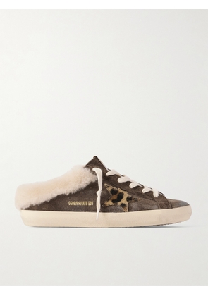 Golden Goose - Super-star Sabot Shearling-lined Calf Hair-trimmed Distressed Suede Slip-on Sneakers - Brown - IT35,IT36,IT37,IT38,IT39,IT40,IT41,IT42