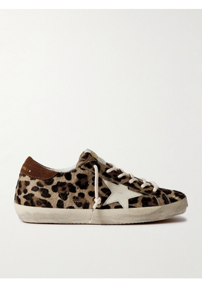 Golden Goose - Super-star Distressed Leather And Suede-trimmed Leopard-print Calf Hair Sneakers - Animal print - IT35,IT36,IT37,IT38,IT39,IT40,IT41,IT42