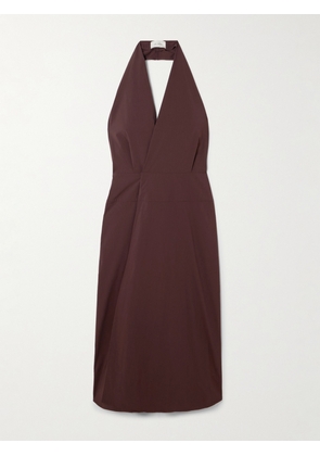 ST. AGNI - Cotton-blend Poplin Halterneck Wrap Dress - Brown - xx small,x small,small,medium,large,x large