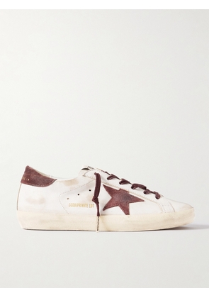Golden Goose - Super-star Distressed Suede-trimmed Leather Sneakers - Off-white - IT35,IT36,IT37,IT38,IT39,IT40,IT41,IT42