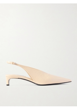Jil Sander - Crinkled Patent-leather Slingback Pumps - Ivory - IT35,IT36,IT36.5,IT37,IT37.5,IT38,IT38.5,IT39,IT39.5,IT40,IT40.5,IT41