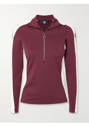 Fusalp - Negam Logo-appliquéd Striped Stretch-jersey Baselayer - Burgundy - x small,small,medium,large,x large