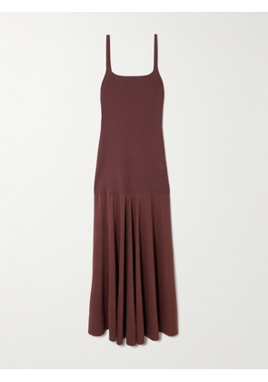 ST. AGNI - Recycled Stretch-knit And Silk-blend Maxi Dress - Purple - xx small,x small,small,medium,large,x large