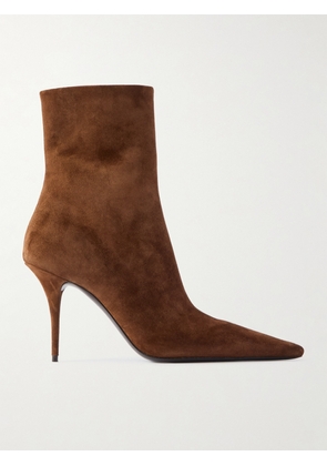SAINT LAURENT - Ashley Suede Ankle Boots - Brown - EU 35,EU 36,EU 37,EU 37.5,EU 38,EU 39,EU 40