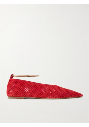 Jil Sander - Laser-cut Suede Ballet Flats - Red - IT35,IT36,IT37,IT37.5,IT38,IT38.5,IT39,IT39.5,IT40,IT40.5,IT41