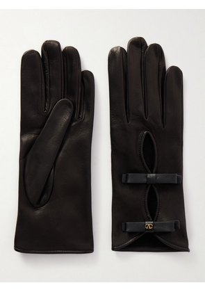 Valentino Garavani - Vlogo Bow-embellished Leather Gloves - Black - 6.5,7,7.5,8,8.5