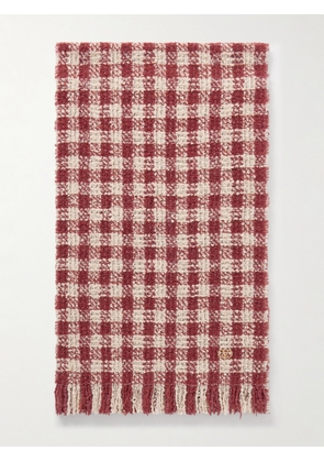 Valentino Garavani - Fringed Metallic Cashmere-blend Bouclé Scarf - Red - One size