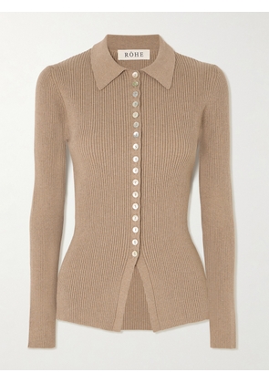 RÓHE - Ribbed Cotton-blend Cardigan - Brown - FR 34,FR 36,FR 38,FR 40,FR 42,FR 44