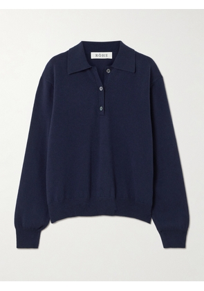 RÓHE - Merino Wool And Cashmere-blend Polo Sweater - Blue - FR 34,FR 36,FR 38,FR 40,FR 42,FR 44