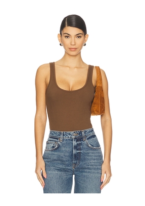 L'AGENCE Nica Scoop Neck Tank Bodysuit in Brown. Size L. Also in M.