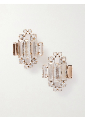 SAINT LAURENT - Oversized Gold-tone Crystal Clip Earrings - One size