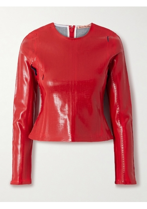 Acne Studios - Suna Coated-denim Top - Red - DK32,DK34,DK36,DK38,DK40