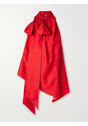 Acne Studios - Scarf-detailed Printed Silk-jacquard Top - Red - DK32,DK34,DK36,DK38,DK40,DK42