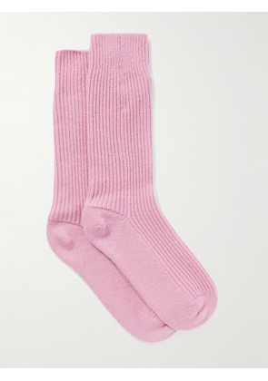 LISA YANG - Zera Ribbed Cashmere Socks - Pink - One size