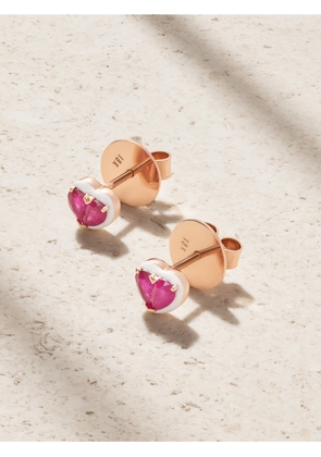 Kamyen - Heartbeats 18-karat Rose Gold, Ruby And Enamel Earrings - One size