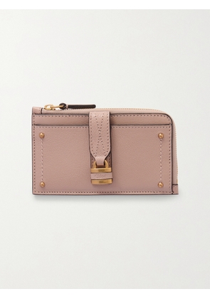 Chloé - Paddington Embellished Textured-leather Cardholder - Neutrals - One size