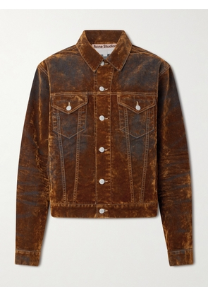 Acne Studios - Flocked Denim Jacket - Brown - xx small,x small,small,medium,large,x large