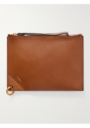 Chloé - Embellished Textured-leather Pouch - Brown - One size