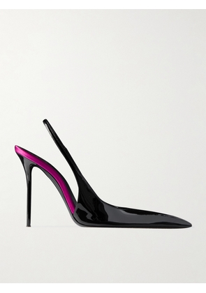 SAINT LAURENT - Amalia Patent-leather Slingback Pumps - Black - EU 36,EU 37,EU 37.5,EU 38,EU 38.5,EU 39,EU 40
