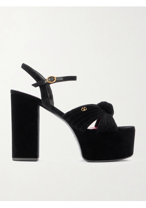 Valentino Garavani - Crasher 125 Velvet Platform Sandals - Black - IT35,IT35.5,IT36,IT36.5,IT37,IT37.5,IT38,IT38.5,IT39,IT39.5,IT40,IT41,IT42