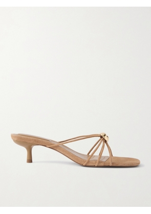 SIMKHAI - Amaya Embellished Suede Sandals - Neutrals - IT35,IT36,IT37,IT38,IT39,IT40,IT41