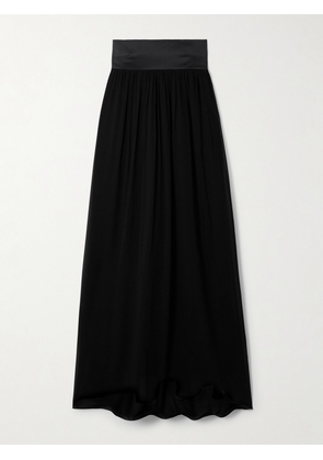 Posse - Solene Strapless Draped Shirred Satin-twill And Chiffon Maxi Dress - Black - xx small,x small,small,medium,large,x large,xx large