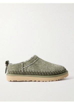 UGG - Micro Biarritz Braided Leather-trimmed Brushed-suede Slippers - Green - US5,US6,US7,US8,US9,US10,US11