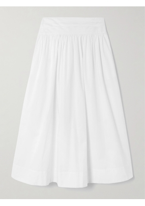 Posse - Rue Pleated Cotton-poplin Midi Skirt - White - xx small,x small,small,medium,large,x large,xx large