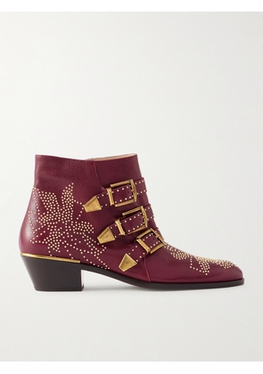 Chloé - Susanna Studded Leather Ankle Boots - Red - IT36,IT36.5,IT37,IT37.5,IT38,IT38.5,IT39,IT39.5,IT40,IT40.5,IT41