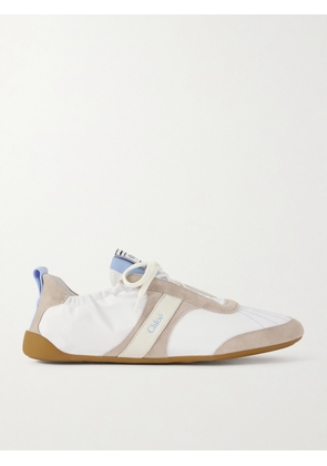 Chloé - Kick Suede-trimmed Leather Sneakers - White - IT35,IT36,IT37,IT38,IT39,IT40,IT41,IT42