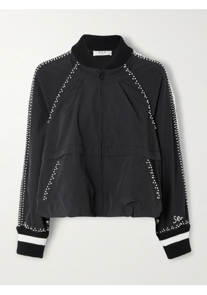Sea - Alberta Cropped Embellished Shell Track Jacket - Black - x small,small,medium,large,x large