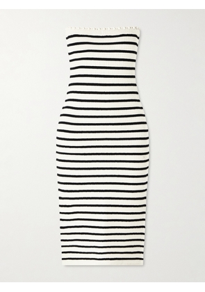Posse - Henry Strapless Striped Knitted Midi Dress - White - xx small,x small,small,medium,large,x large,xx large