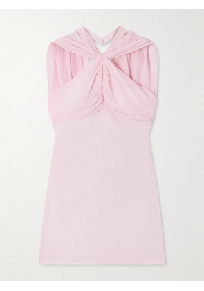 Posse - Solene Ruched Chiffon And Satin-crepe Mini Dress - Pink - xx small,x small,small,medium,large,x large,xx large