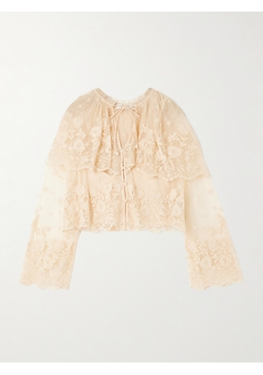 Sea - Brontë Embroidered Tiered Mesh Top - Cream - x small,small,medium,large,x large