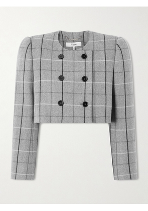 Chloé - Cropped Double-breasted Checked Wool Jacket - Gray - FR 34,FR 36,FR 38,FR 40,FR 42,FR 44,FR 46