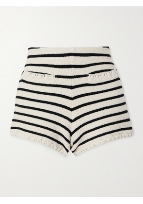 Posse - Henry Embellished Striped Knitted Shorts - White - xx small,x small,small,medium,large,x large