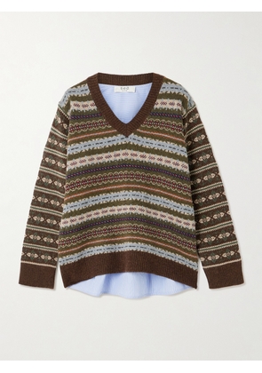 Sea - Ciara Striped Cotton-poplin And Fair Isle Wool Sweater - Multi - x small,small,medium,large