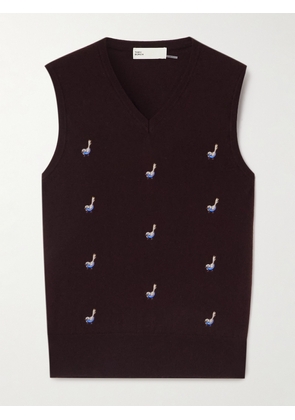 TORY SPORT - Embroidered Cashmere Sweater Vest - Burgundy - x small,small,medium,large,x large
