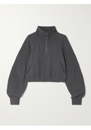 lululemon - Cropped Waffle-knit Half-zip Sweater - Gray - xx small,x small,small,medium,large,x large
