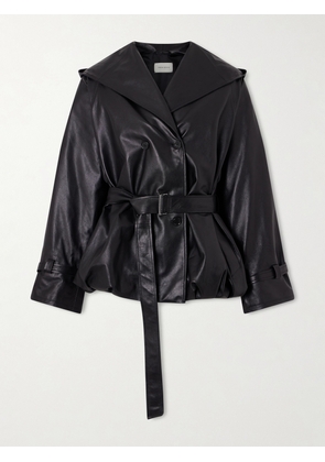 Magda Butrym - Double-breasted Belted Hooded Leather Jacket - Black - FR 34,FR 36,FR 38,FR 40,FR 42