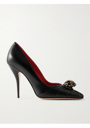 Valentino Garavani - Pas De Chat 105 Embellished Gathered Textured-leather Pumps - Black - IT36,IT37,IT38,IT39,IT40,IT41