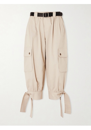 Sea - Miles Cropped Belted Cotton Tapered Pants - Cream - x small,small,medium,large,x large