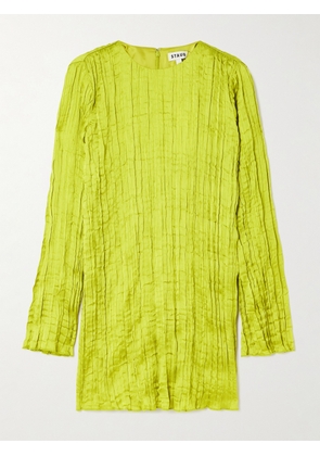 STAUD - Kona Plissé-satin Mini Dress - Yellow - x small,small,medium,large,x large