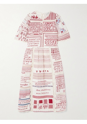 Sea - Kit Scalloped Crochet-trimmed Embroidered Cotton And Linen-blend Midi Dress - x small,small,medium,large,x large