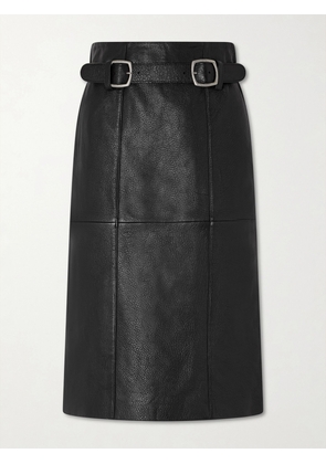 Sea - Gwen Belted Paneled Textured-leather Midi Skirt - Black - US0,US2,US4,US6,US8,US10,US12
