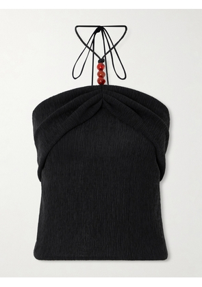 Magda Butrym - Embellished Textured Lyocell-blend Halterneck Top - Black - FR 34,FR 36,FR 38,FR 40,FR 42